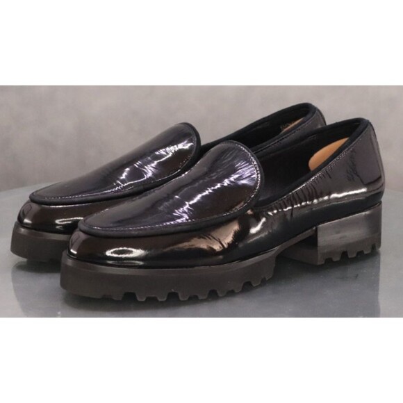 Donald J Pliner Eclipse $185 Women Slip On Loafer Shoes Sz 7 Patent Leather EUC